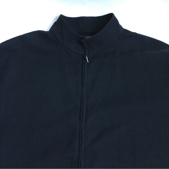 Eileen Fisher Crepe Zip Up Mock Neck Collar Lightweight Jacket Black Large - Picture 6 of 15